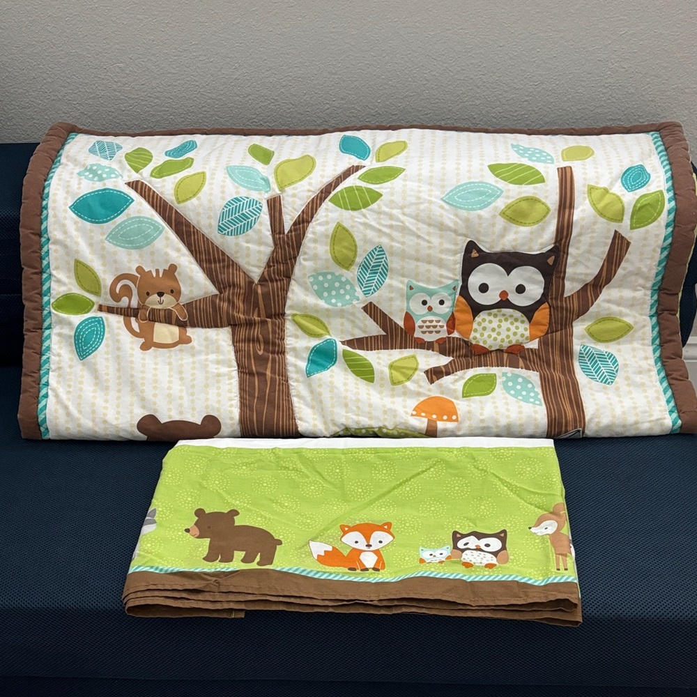 Charming Forest Friends Quilt and Bed Skirt 2pcs